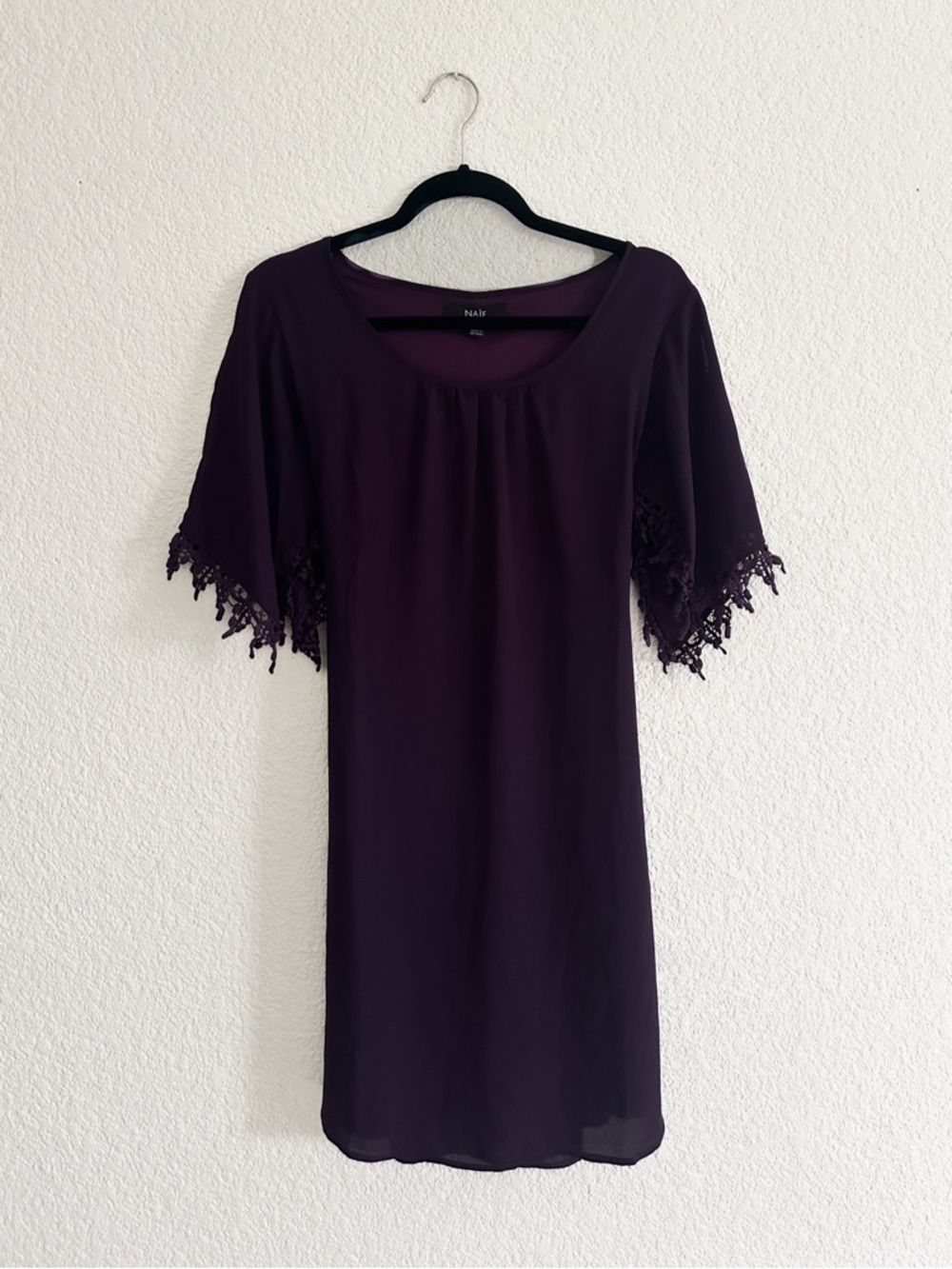 NAIF Deep Plum Pleated Yoke Dress